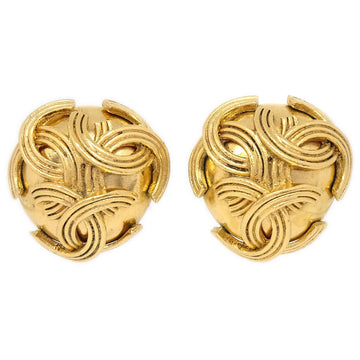 CHANEL★ Triple CC Logos Earrings Clip-On Gold 94A 62398