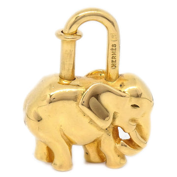 HERMES 1988 Limited Elephant Cadena Lock Bag Charm Gold Small Good 62408