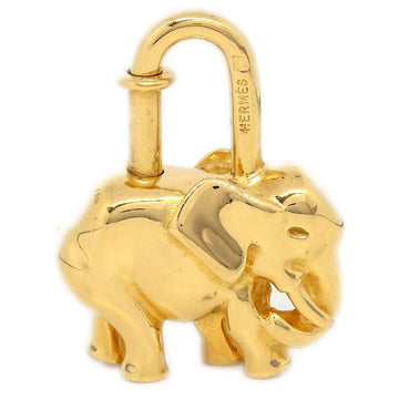 HERMES 1988 Limited Elephant Cadena Lock Bag Charm Gold Small Good 92592