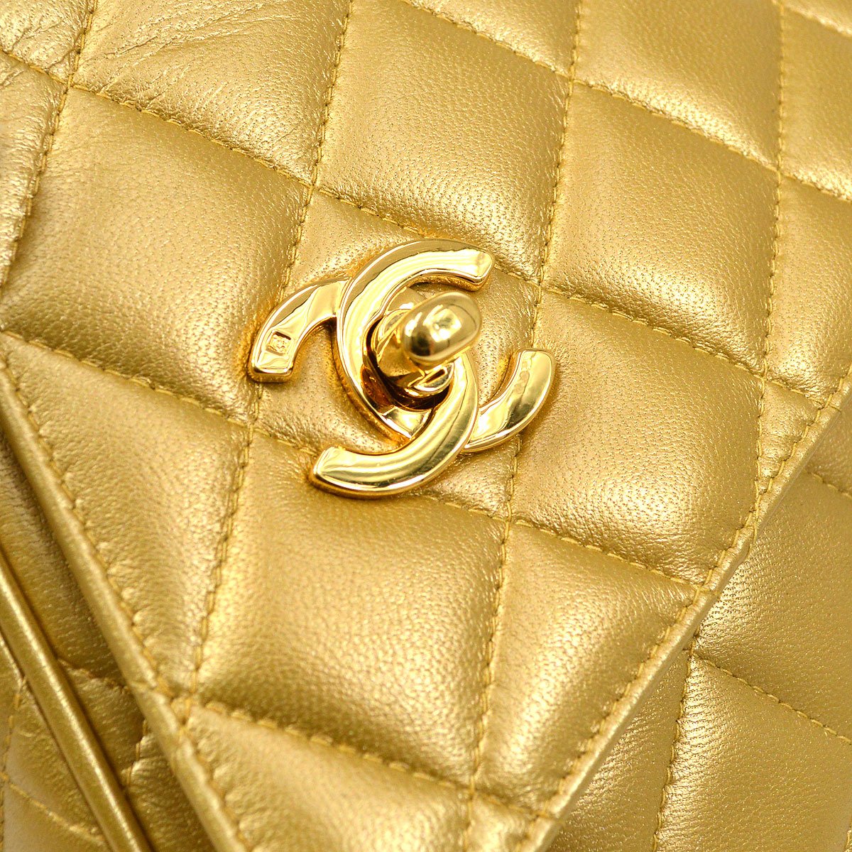 CHANEL 1991-1994 Gold Lambskin Quilted Pocket Camera Bag 81576