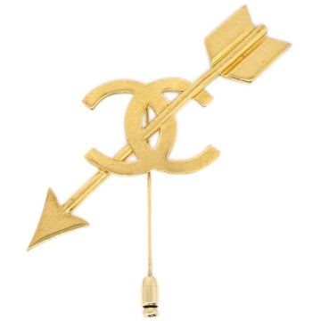 CHANEL★ Arrow Pin Brooch 24k gold plate 83886