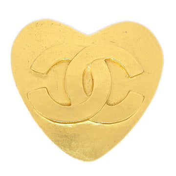 CHANEL Heart Brooch Gold 95P 83908