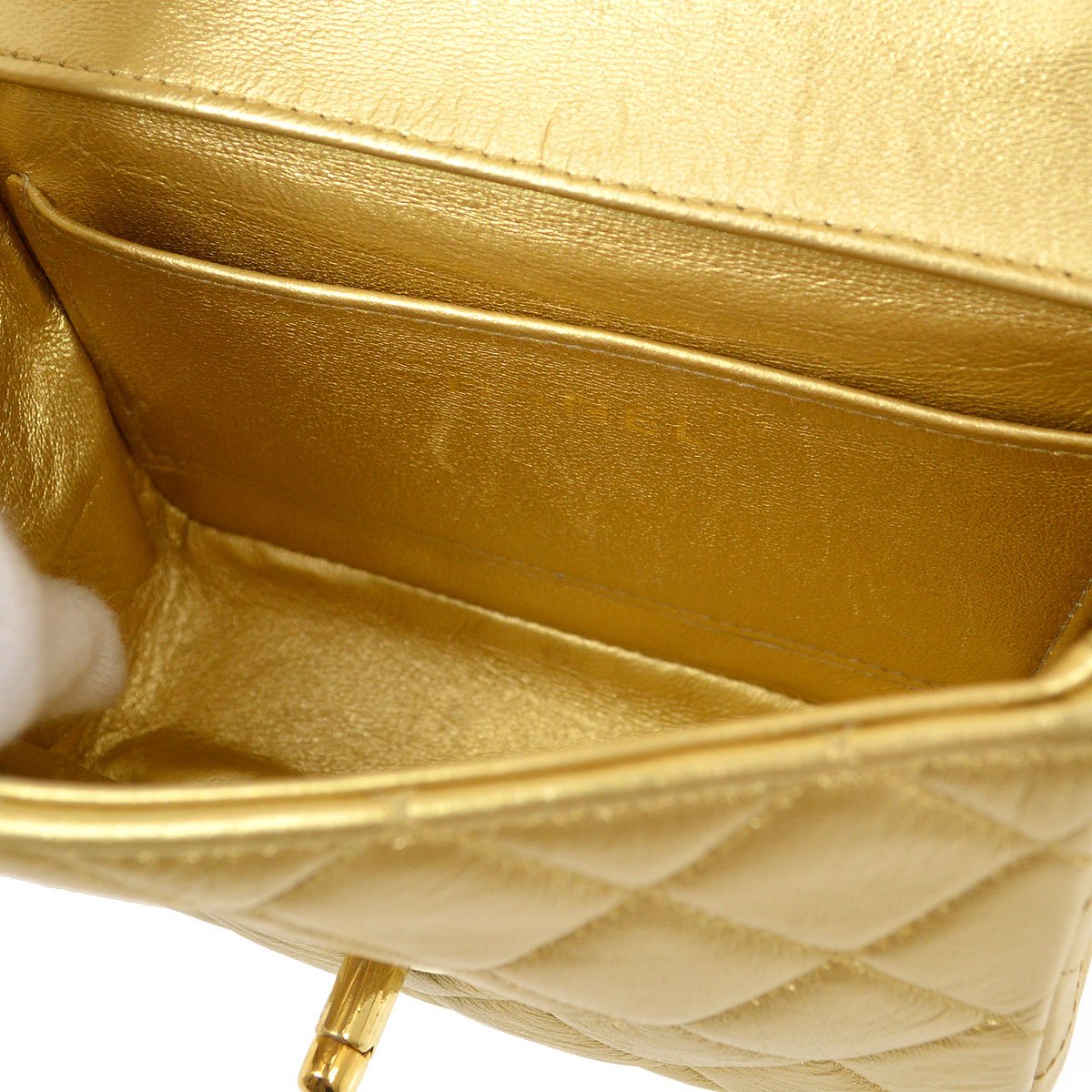 CHANEL 1994 Gold Lambskin Top Handle Bag Set GS01337j