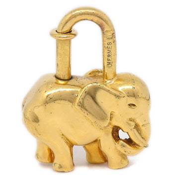 HERMES 1988 Limited Elephant Cadena Lock Bag Charm Gold Small Good 41530