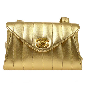 CHANEL 1994-1996 Gold Lambskin Vertical Shoulder Bag WA00398b