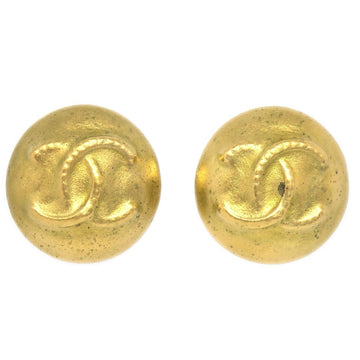 CHANEL Button Earrings Gold Clip-On 95C AK38145f