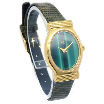Christian Dior 3009 Ladies Quartz Watch Gold Green 05418