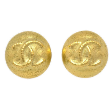 CHANEL 1995 Button Earrings Gold Clip-On AK38278b