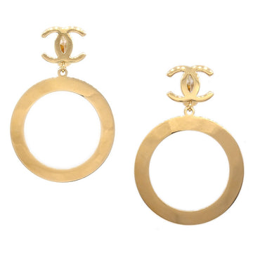 CHANEL Hoop Earrings Clip-On Gold GS02310c
