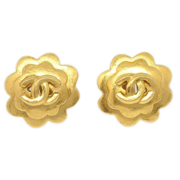 CHANEL 1996 Flower Earrings Gold 01149