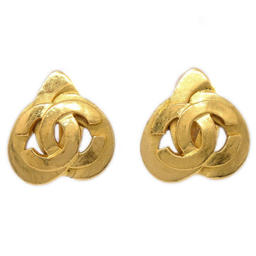 CHANEL 1997 Heart Earrings Gold Medium 01168