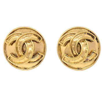 CHANEL Button Earrings Gold 94P 03498