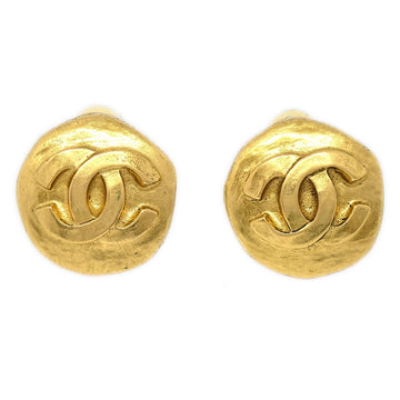 CHANEL Button Earrings Gold 95A 03508