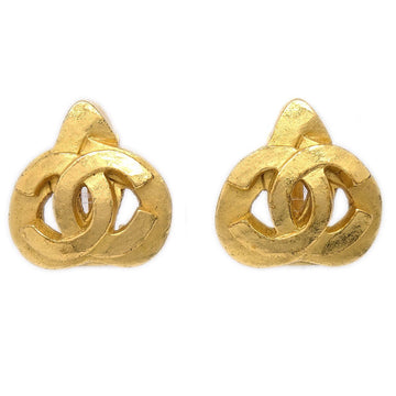 CHANEL 1997 Heart Earrings Gold Small 03520
