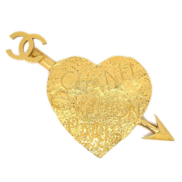 CHANEL 1993 Gold Graffiti Heart Arrow Brooch 12455