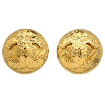 CHANEL 1994 Quilted CC Round Earrings Medium