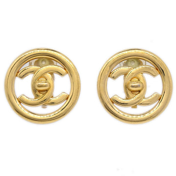 CHANEL 1997 Round CC Turnlock Clip-On Earrings Gold 38940
