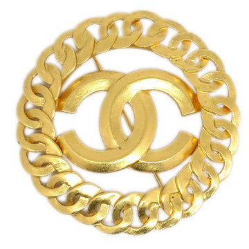 CHANEL★ Medallion Brooch Gold-Plated 96P 38959