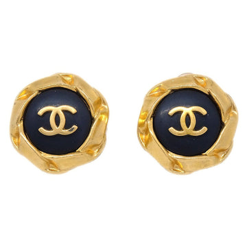 CHANEL 1996 Black & Gold CC Earrings 38961
