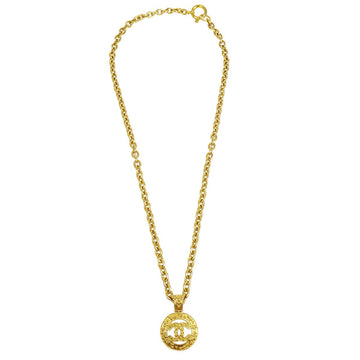 CHANEL 1994 Cutout Medallion Gold Chain Pendant Necklace 37944