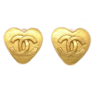 CHANEL 1995 Heart Earrings Clip-On Gold Small 95P 03195