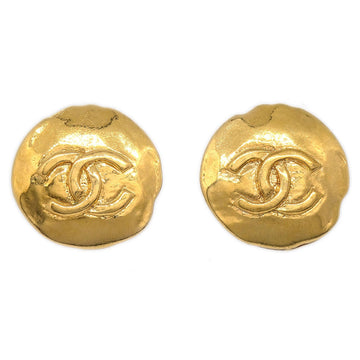 CHANEL 1993 Button Earrings Gold Clip-On 03540