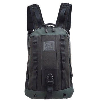 CHANEL 2003-2004 Sport Line Backpack Black Green 03165