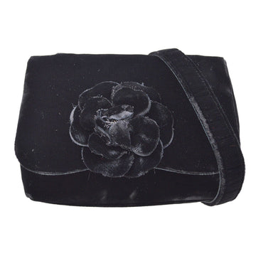 CHANEL 1991-1994 Camellia Crossbody Bag Black Velvet AK31667j