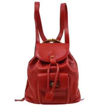 GUCCI Bamboo Line Backpack Hand Bag Red JT07217j