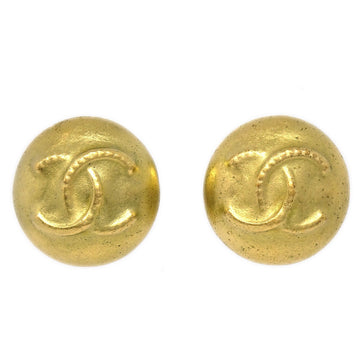 CHANEL Button Earrings Gold Clip-On 95C 00177