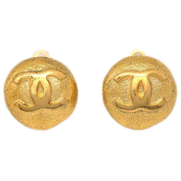 CHANEL 1994 Button Earrings Gold Clip-On 01541