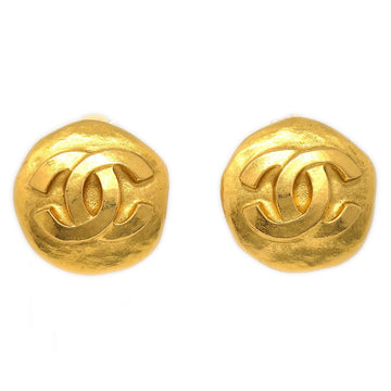 CHANEL 1995 Button Earrings Gold Clip-On 04332