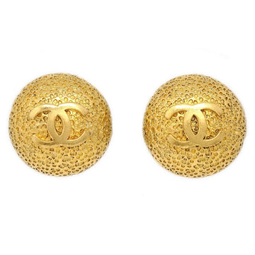 CHANEL 1996 Button Earrings Gold