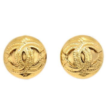 CHANEL 1994 Button Earrings Gold 02590