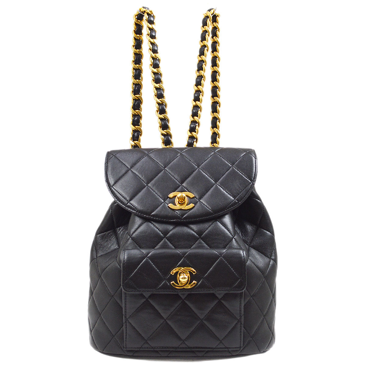 Chanel Black Quilted Lambskin XL CC Jumbo Flap Backpack Gold Hardware, 1994 (Very Good)-1996