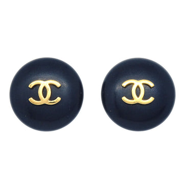CHANEL 1995 Black & Gold CC Earrings 52021
