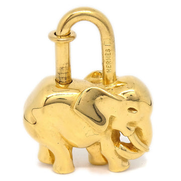 HERMES Elephant Cadena Padlock Bag Charm Gold Small Good 51982