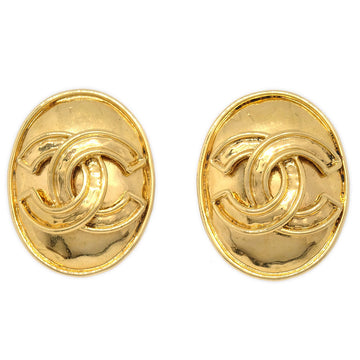 CHANEL 1994 Oval Earrings Gold Small 52012