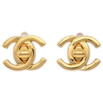 CHANEL Turnlock Earrings Gold 95A 52026