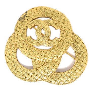 CHANEL 1994 Woven Brooch Pin Gold 52032