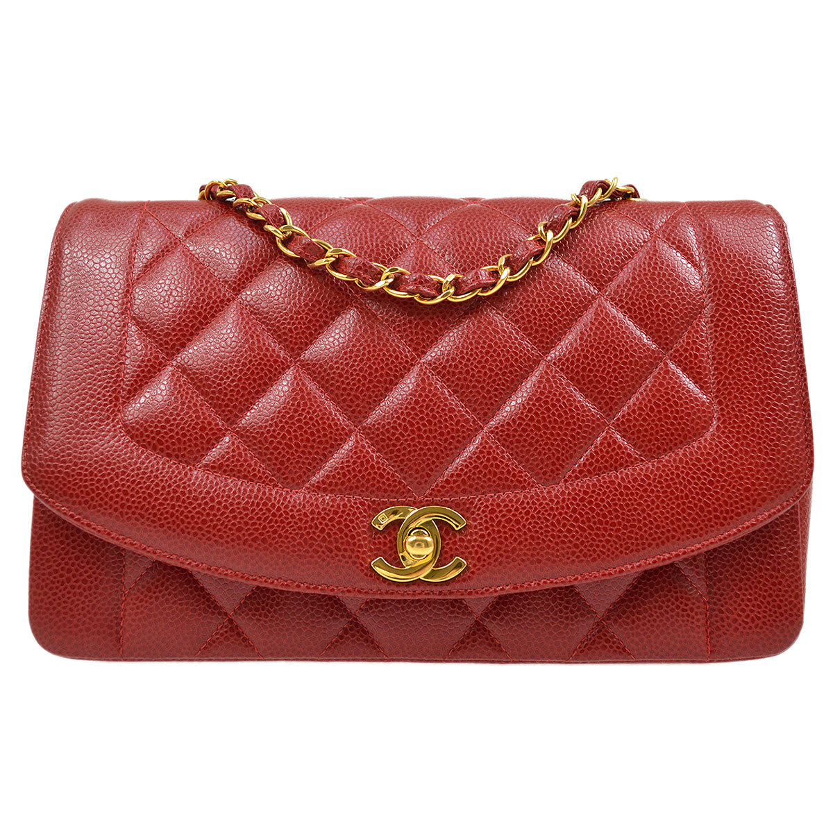 Chanel 1994-1996 Red Caviar Diana Flap Medium 13209