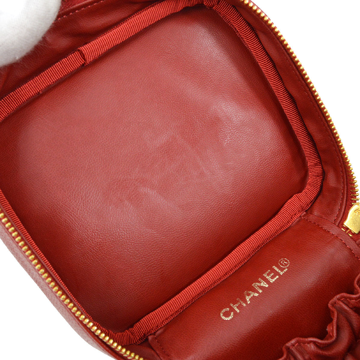 CHANEL 1996-1997 Red Caviar Timeless Vanity Handbag 43923