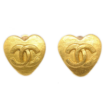 CHANEL 1995 CC Heart Earrings Small 95P 13185