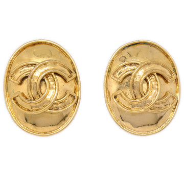 CHANEL 1994 Oval Earrings Gold Small 13249