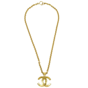 CHANEL 1994 Quilted CC Gold Chain Pendant Necklace 13241
