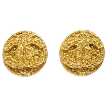 CHANEL 1994 Button Earrings Gold Clip-On Medium 22579