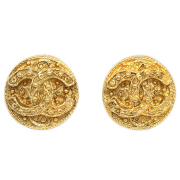 CHANEL 1994 Button Earrings Gold 22589