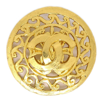 CHANEL 1995 Fretwork Paisley Round Brooch Gold 44251