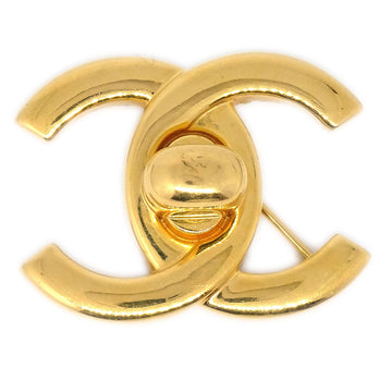 CHANEL Turnlock Brooch Gold-Plated 96A 53141