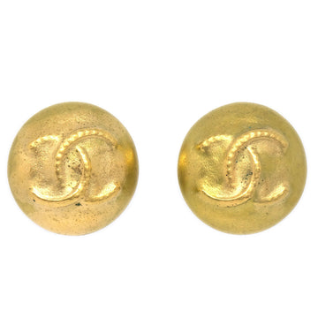 CHANEL 1995 Button Earrings Gold 01096
